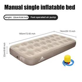 Dline 313025185127 Pvc Suede Surface Air Bed With A Foot Operated Pump Height 22cm Camping Mattress