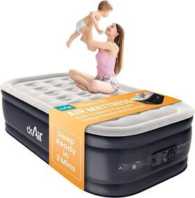 Dr. Air 445042314334 Twin Mattress 18 Inch Raised Inflatable Bed With Built-in Pump Waterproof Velv