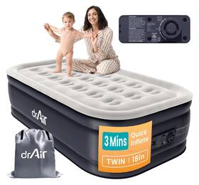 Dac-cbt01 Dr. Air Twin Mattress With Built-in Pump 18 Inch Raised Blow Up - 500 Lbs M