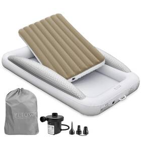 Eltow 782290144410 Inflatable Toddler Travel Bed Air Mattress With Gray Chevron