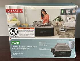 Embark 493370302032 Double High Twin Air Mattress With Built-in Pump - 17 Inch H X 38 W 75 L Gr