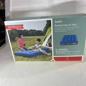 X8.750 Embark 656589291249 Flocked Twin Air Bed 75.5 Inch X39.5 Indoor Outdoor Use. New Open Box