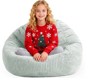 06986 Enbaohui Bean Bag Chairs With Memory Foam For Kids 3ft Greyish-green