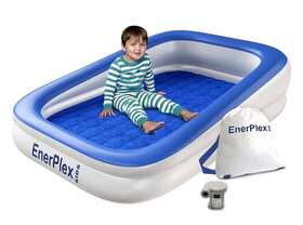 83010 Enerplex Kids Inflatable Travel Bed With High Speed Pump Portable Blue