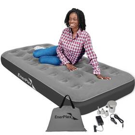 Enerplex 843797121646 Camping Air Mattress With Built In Pump - Twin Blow Up For Travel And