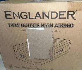 83191 Englander Black Twin Double High Airbed With Manual Size 76x42x20 Inch