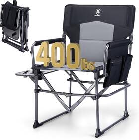 Fc-065-c Ever Advanced Camping Directorsft Chair With Side Table Portable Black