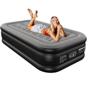 Er-am-bk-gy-16-638p Ezyrest Twin Air Mattress With Built In Pump 16 Inch Double Height Inflatabl