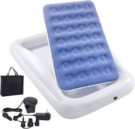 Fahuac 445016260261 Inflatable Kids Travel Bed Toddler Air Mattress Set Portable Blow Up Matt