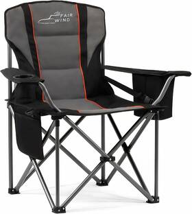 Bk101 Fair Wind Padded Camping Chair 500lbs Capacity Heavy Duty Single Pack Black