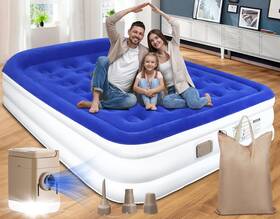 Airm-1 Finebud Air Mattress Pillow Rest Queen With Built In Pump 18ftft Comfort Bl