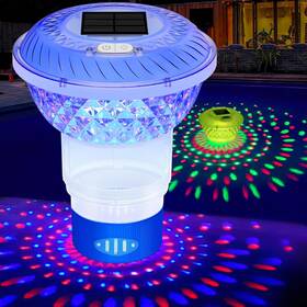 Ct706 Finebud Solar Pool Chlorine Floater With Colorful Lights Button Blue