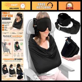 Flyzzzy Llc 52835 3-in-1 Travel Sleep Support Set - Memory Foam Flight Pillow Adjustable Eye Mask