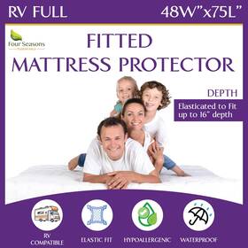 Wx75 Four Seasons Essentials 060827070131 Rv Short Full Waterproof Mattress Protector 48 Inch L - Fitted Sheet Style
