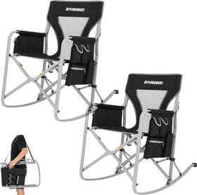 9c2212 Fundango Rocking Camping Chairs For Adults Supports 300 Lbs Black/2 Pack