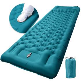 Gdreamt 793869685043 Inflatable Camping Sleeping Pad With Pillow Single Peacock Blue