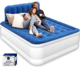 Gt02-q-whbl-u1 Getfitairbed Queen Air Mattress With Headboard Built-in Pump 19 Inch Raised Comfort Design