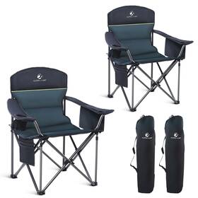 Green Party E01cc402-gn-s 2 Pack Oversized Folding Camping Chairs High Back Heavy X-large