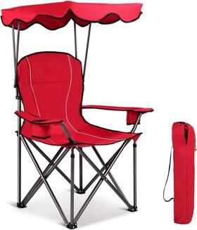 Gm0362 Gymax Camping Chair Folding Outdoor Lawn With Canopy Carry Bag And Red
