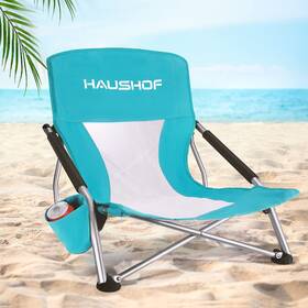 Haushof 820909773702 Low Beach Chair Mesh Back Folding Lightweight Seat Camping