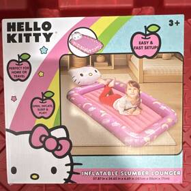 Wk950639 Hello Kitty Inflatable Mattress Twin Pink Portable Safety Bumpers