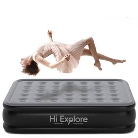 Hi Explore 717203788399 Queen Size Air Mattress Built Pump 18 Inch High Inflating Bed Fiber Tech Blow
