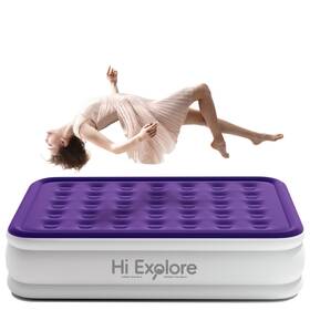 Hi Explore 717203788429 Queen Size Air Mattress Built Pump 18 Inch High Inflating Bed Fiber Tech Blow