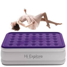 Hi Explore 717203788481 Queen Size Air Mattress Built Pump 22 Inch High Inflating Bed Fiber Tech Blow