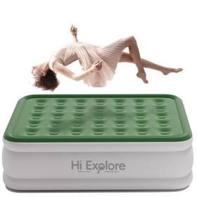 Hi Explore 717203788498 Queen Size Air Mattress Built Pump 22 Inch High Inflating Bed Fiber Tech Blow