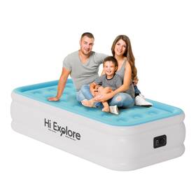 Hi Explore 717203788580 Air Mattress Twin With Built In Pump Raised Comfort Plush Self Inflating Mat
