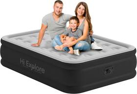Hi Explore He-am001-18f-grey Air Mattress Full With Built In Pump Raised Comfortable Plush Inflatable
