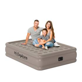 He-am001-18q-khaki Hi Explore Air Mattress Queen With Built In Pump Raised Comfort Plush Self Inflating Ma