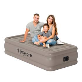 He-am001-18t-khaki Hi Explore Air Mattress Twin With Built In Pump Raised Comfort Plush Self Inflating Mat
