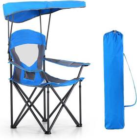 E01cc-509 High Point Sports Camping Chairs With Shade Heavy Duty Canopy Lounge Chair Sunshade Royal Blue