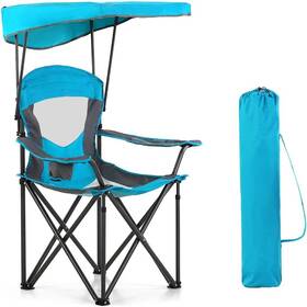 E01cc-510 High Point Sports Camping Chairs With Shade Heavy Single Pack Enamel Blue