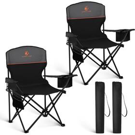 E01cc-801-2 High Point Sports 2 Pack Portable Camping Chair 25.2 Inch D X 37 W 39 H Black