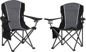 E01cc010100301-2 High Point Sports Oversized Camping Folding Chair Heavy Duty Outdoor Twin Pack Gray-black