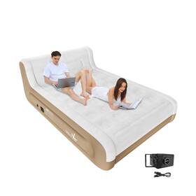 W006-18q Hikersky Queen Air Mattress With Headboard Built-in Rechargeable Pump 18 Inch Inflat