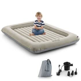 B064us-gra3131 Honeyjoy Inflatable Toddler Travel Bed Kids Air Mattress Set Portable Blow Up Grey