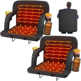 Hoperan 768510156449 2pcs Dual-sided Heated Stadium Seats For Bleachers With Back Support