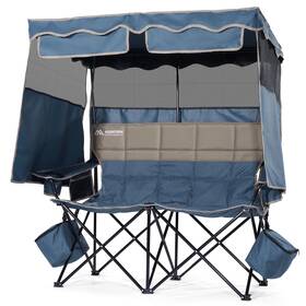 7634 Huskfirm Double Beach Chair With Canopy 54.6 Inches X 19.5 Blue