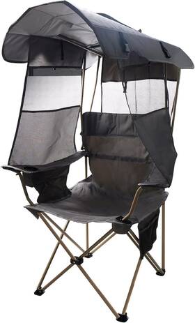 Huskfirmc00004us Huskfirm Camping Chair With Canopy Shade Portable Folding Upf 50 Sun Grey