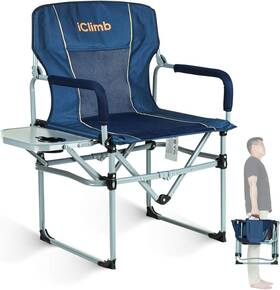 Ic671-navy Iclimb Heavy Duty Compact Camping Folding Mesh Chair With Side 1pc Navy