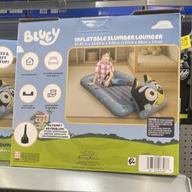 Veg04929 Idea Nuova Bluey Inflatable Twin Kids Slumber Lounger Airbed With Safety Bumpers