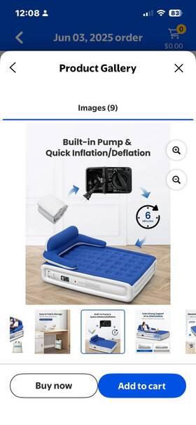 Idoo 03124-us Queen Air Mattress Headboard Built-in Pump Firm Blue/white