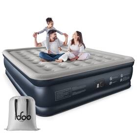 Idoo 445042965963 King Size Air Mattress 18 Inch High Built-in Pump 700lb Capacity Inflatable Bed