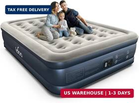 Idoo 840191409578 Queen Air Mattress With Built In Pump 18 Raised Comfort Inflatable Blow Up