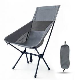 Cc-001-g Iej Ultralight High-back Camping Chair - Portable Folding Medium Grey