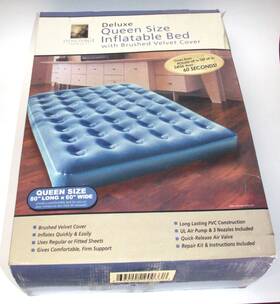 Innovage 694202900338 Deluxe Queen Size Inflatable Bed With Brushed Velvet Cover And Air Pump Fr