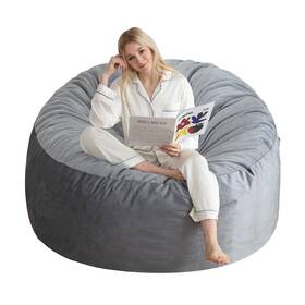 Inspire Crafter 796042962306 3 Ft Bean Bag Chair Memory Foam Chairs For Adults Foot Dark Grey